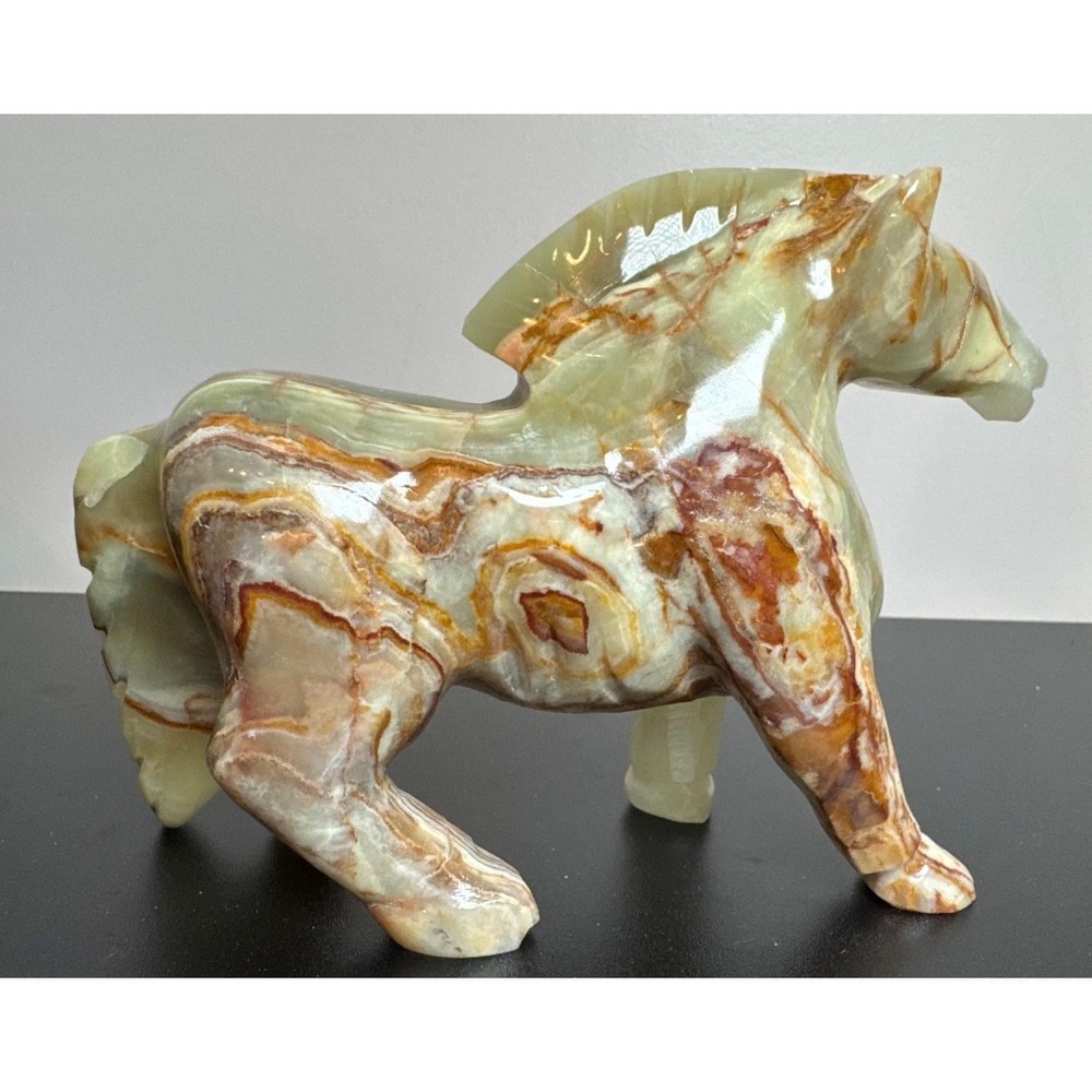 Onyx 6" Horse Sculpture, Hand-Carved, Majestic, Heavy